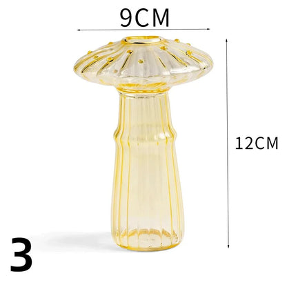 New Mushroom Glass Vase Creative Plant Hydroponic Vase Home Transparent Aromatherapy Bottle Small Vase Table Flower Decorations