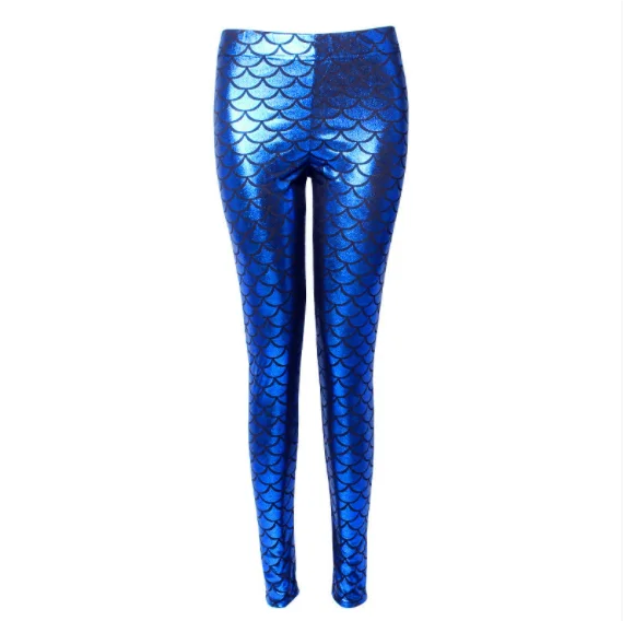Woman Mermaid Fish Scale Leggings Slim Skinny Leggings Multicolor Printing Spring Summer Running Gym Stretchy Pants Trousers