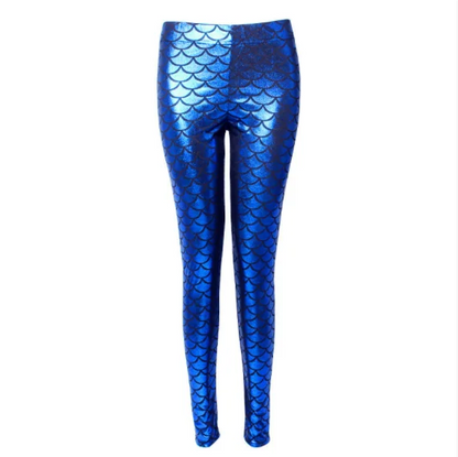 Woman Mermaid Fish Scale Leggings Slim Skinny Leggings Multicolor Printing Spring Summer Running Gym Stretchy Pants Trousers