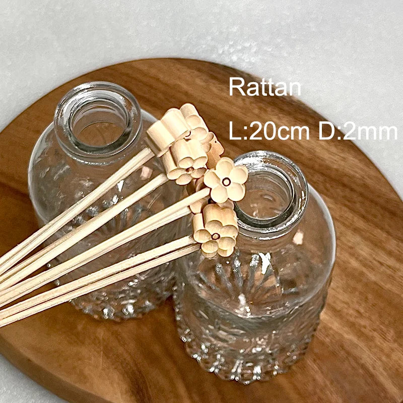 Flowers Rattan diffuser sticks Set, 6pcs/10pcs No-Flame Aromatherapy Natural Sticks with Small Flowers, Home Fragrance Decor