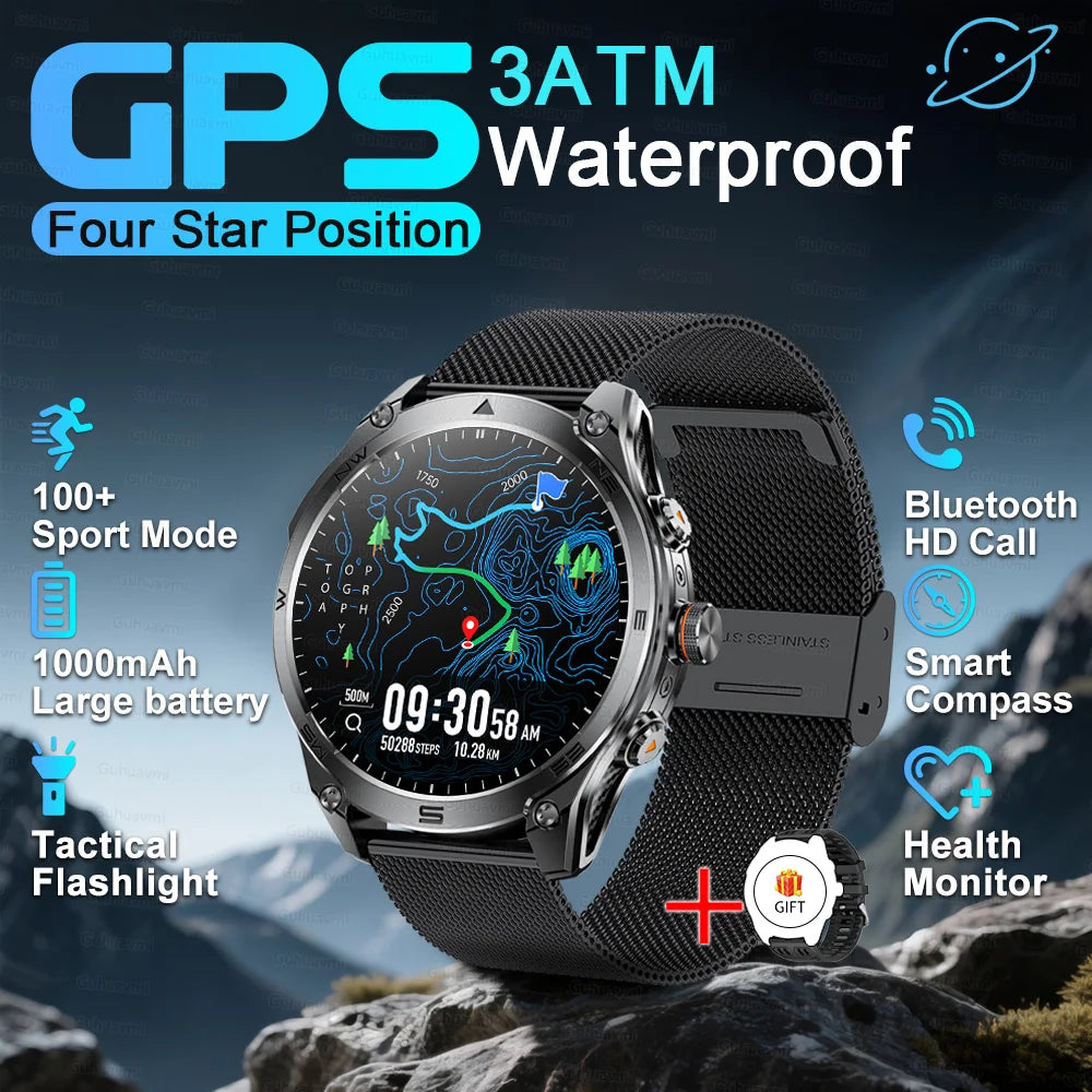 2026 New Genuine Watch Smart Watch Men AMOLED Flashlight 1000Mah Battery 10ATM Waterproof Fitness Track Call Smartwatches