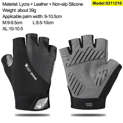 WEST BIKING Mountain Road Bike Gloves Half Finger Summer Cycling Equipment Anti-slip Shock SBR Bicycle Fitness Fingerless Mitten