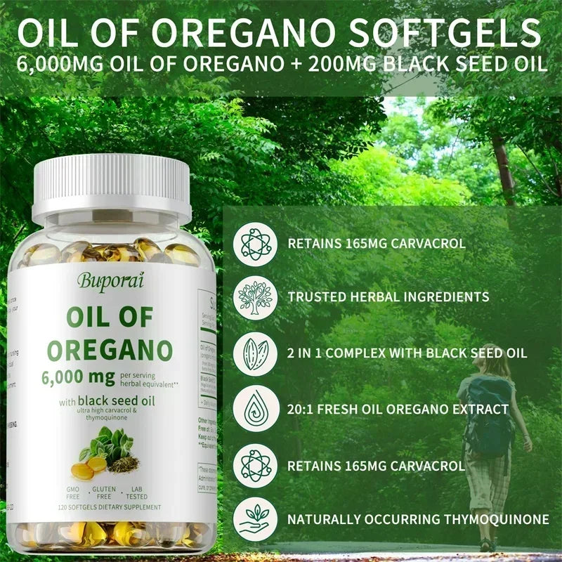 Oil of Oregano Supplements - 100% Pure Natural Formula Rich in Antioxidants Increase Immune System Health Portable Meet