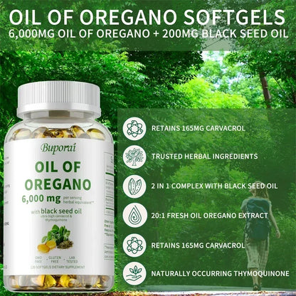 Oil of Oregano Supplements - 100% Pure Natural Formula Rich in Antioxidants Increase Immune System Health Portable Meet