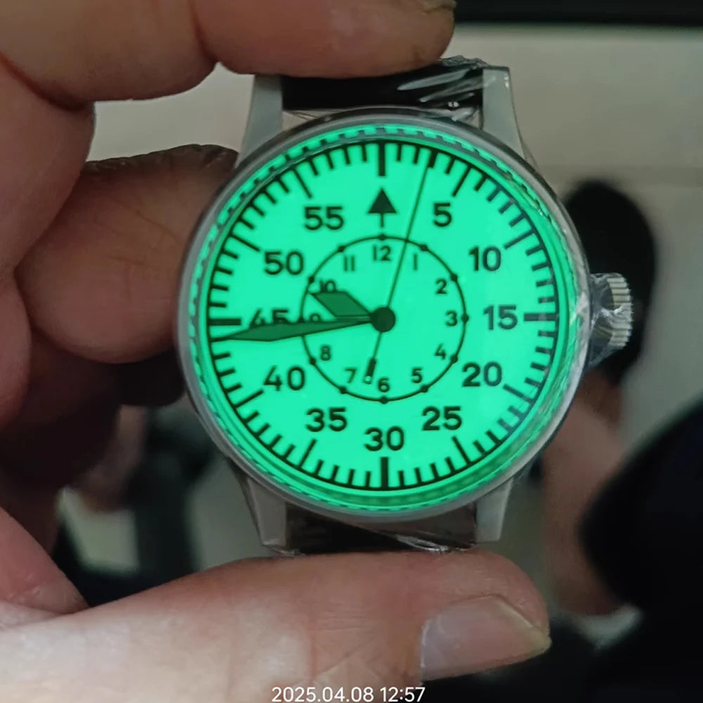Hruodland F013 Classic Retro Men's Automatic Mechanical Watch Sapphire Stainless Steel Leather Waterproof 10Bar Luminous watch