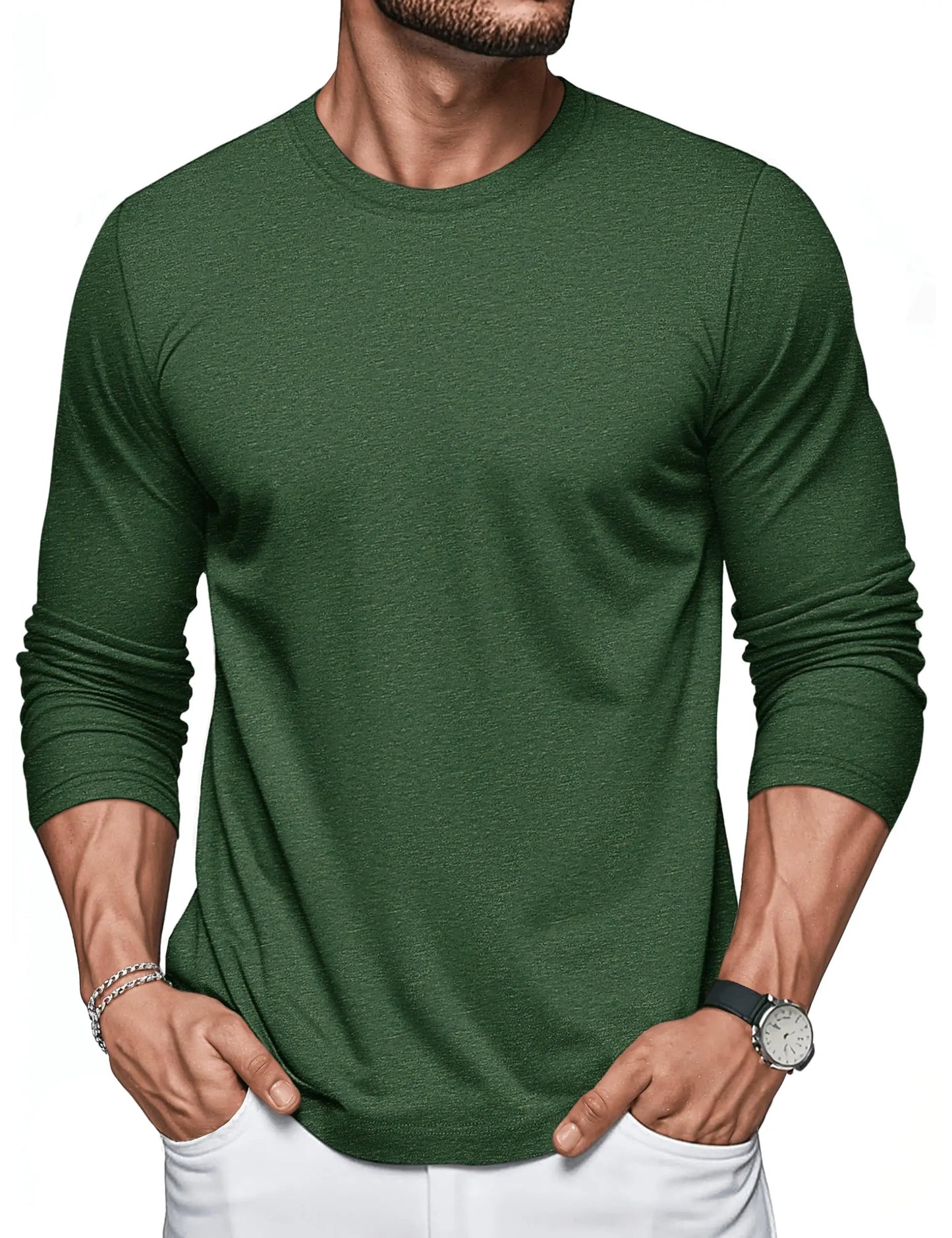 MAGCOMSEN Men's Long Sleeve T-Shirt Cotton Crew Neck T-Shirt Casual Light Work Spring and Autumn Tops
