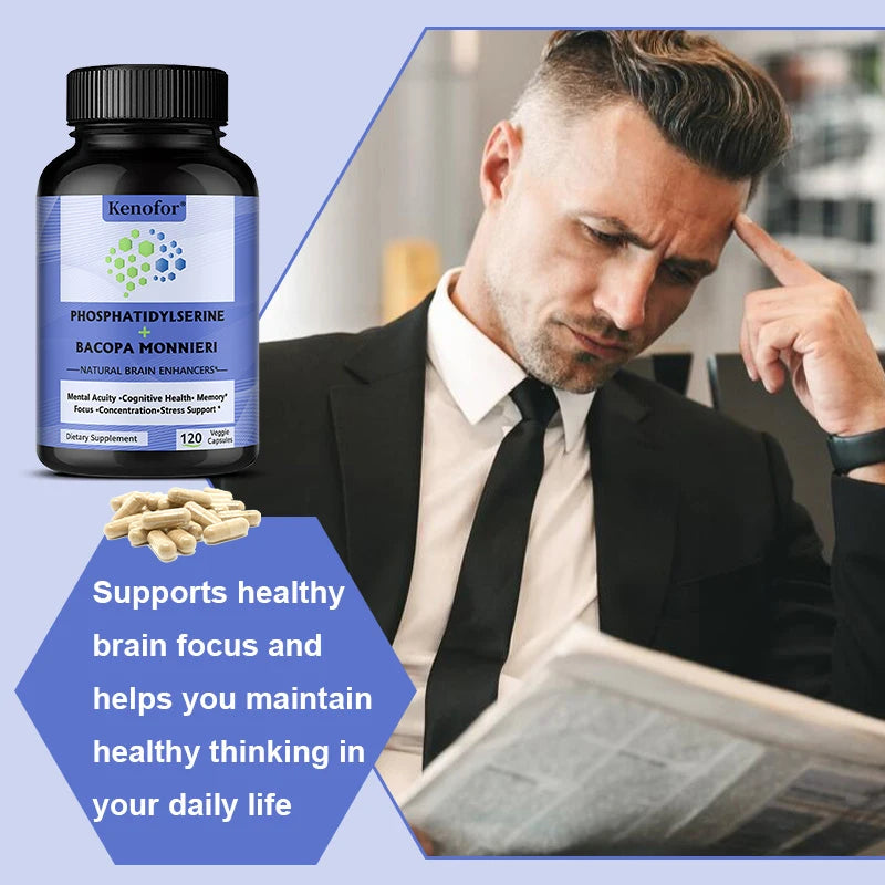 Phosphatidylserine Supplement, with Bacopa Monnieri, Brain Supplement, Supports Healthy Thinking, Memory, Creativity