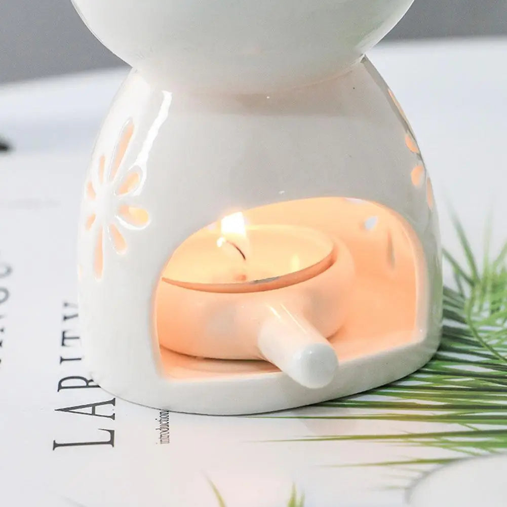 White Ceramic Incense Burner Candle Essential Oil Aromatherapy Diffuser Hollow Heating Stove Middle East Home Decor Ornament