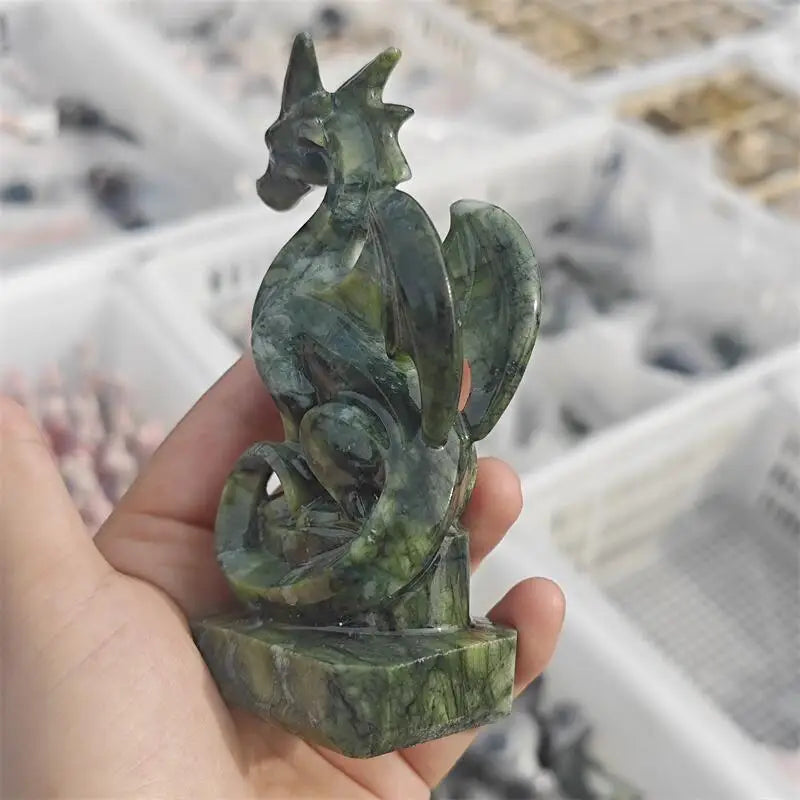 Natural Jade Dragon Carving Crystal Love Healing Fengshui Gemstones HomeDecoration Holiday Gift 1PCS