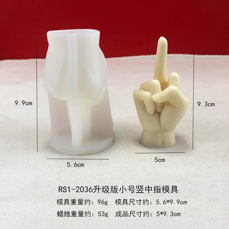 Gesture Candle Mold Diy Aromatherapy Plaster Thumbs Up Victory Bier Middle Finger Cake Silicone Mould Epoxy Candle Making Molds