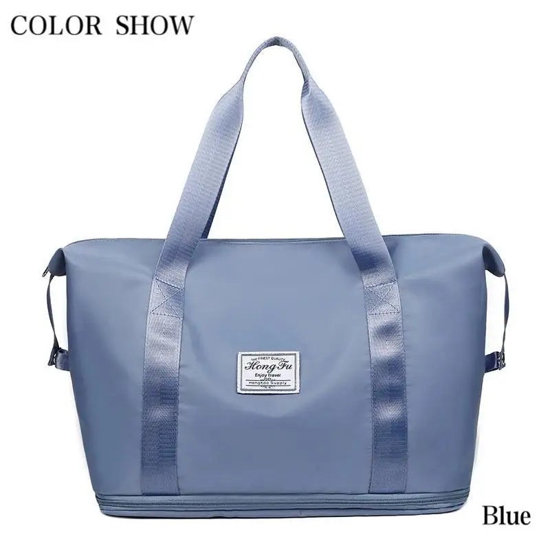 Expandable large-capacity storage luggage bag, water-resistant sports and fitness handbag, casual travel luggage bag