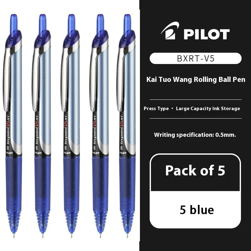 Japanese Pilot Gel Pen, BXRT-V5 0.5mm Metal Needle Tip Black Red Blue Ink,Premium Smooth&Precise for Signing,Exams,Journaling