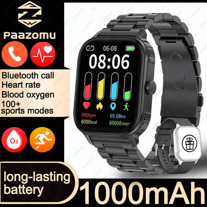 2026 2.04-inch Ultra Smart Watch For Men Women 1000mAh High Capacity Battery Outdoor Sports Fitness Health Monitoring Smartwatch