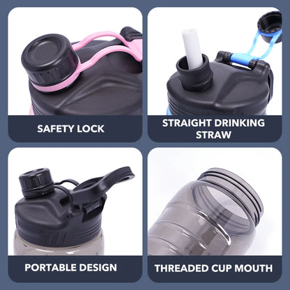 Fjbottle 2 Liter Water Bottle With Straw Large Portable Travel Bottles Sports Fitness Cup with Time Scale