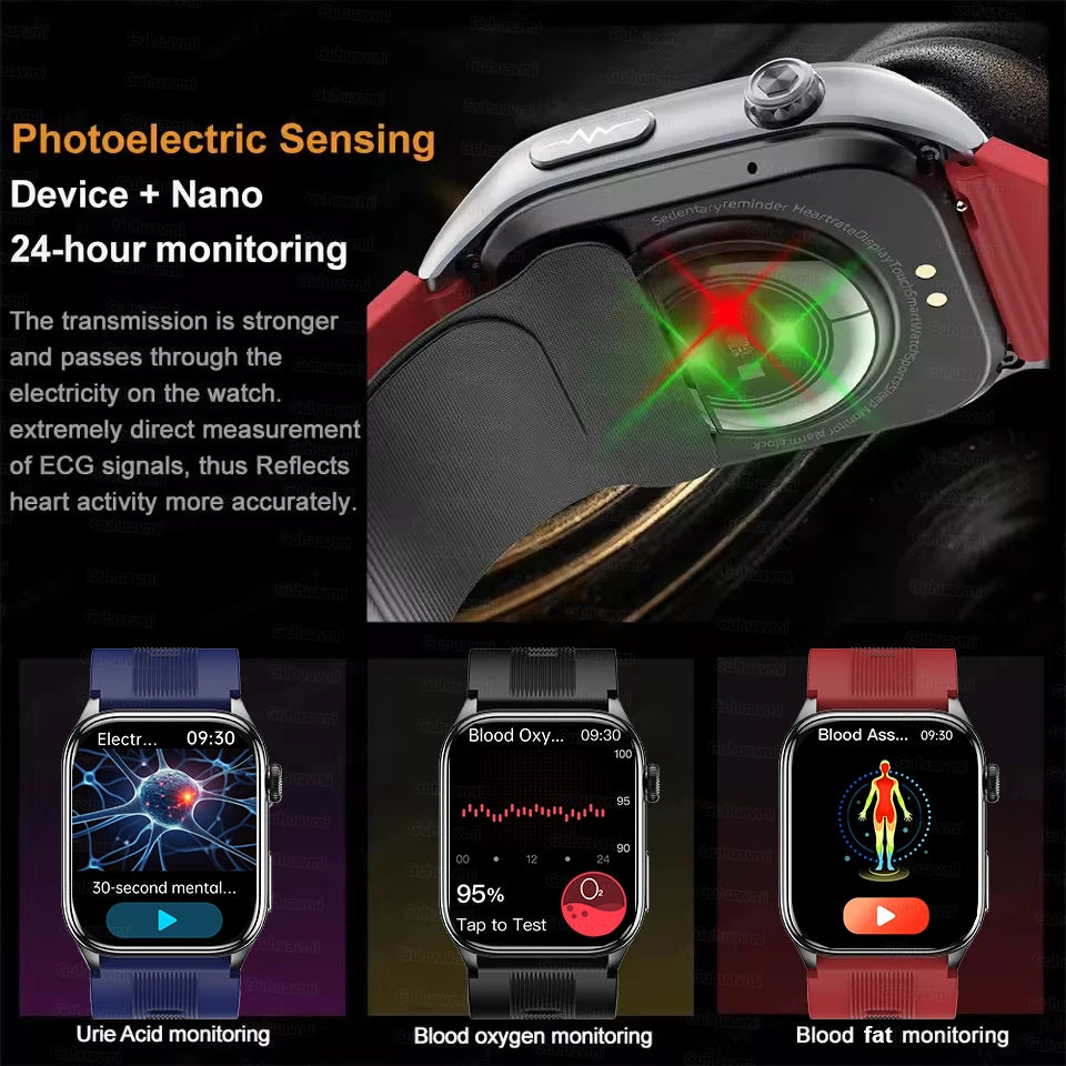 Smart Watches Men Air Pump Blood Pressure Accurate Measure Micro Physical Examination Sport Fitness Airbag SmartWatch ECG AMOLED