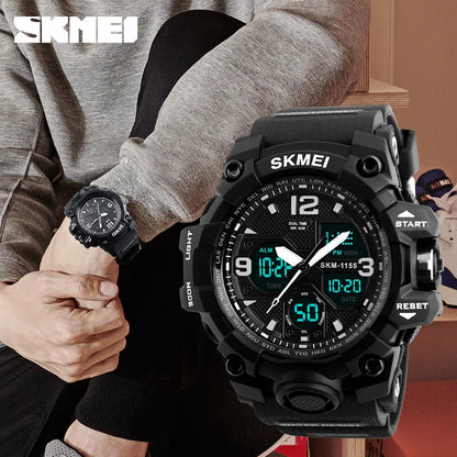 SKMEI 1155 Digital Military Watch for Men Sports Waterproof Large Mens Electronic Wristwatches Shockproof LED Display Clock 1637