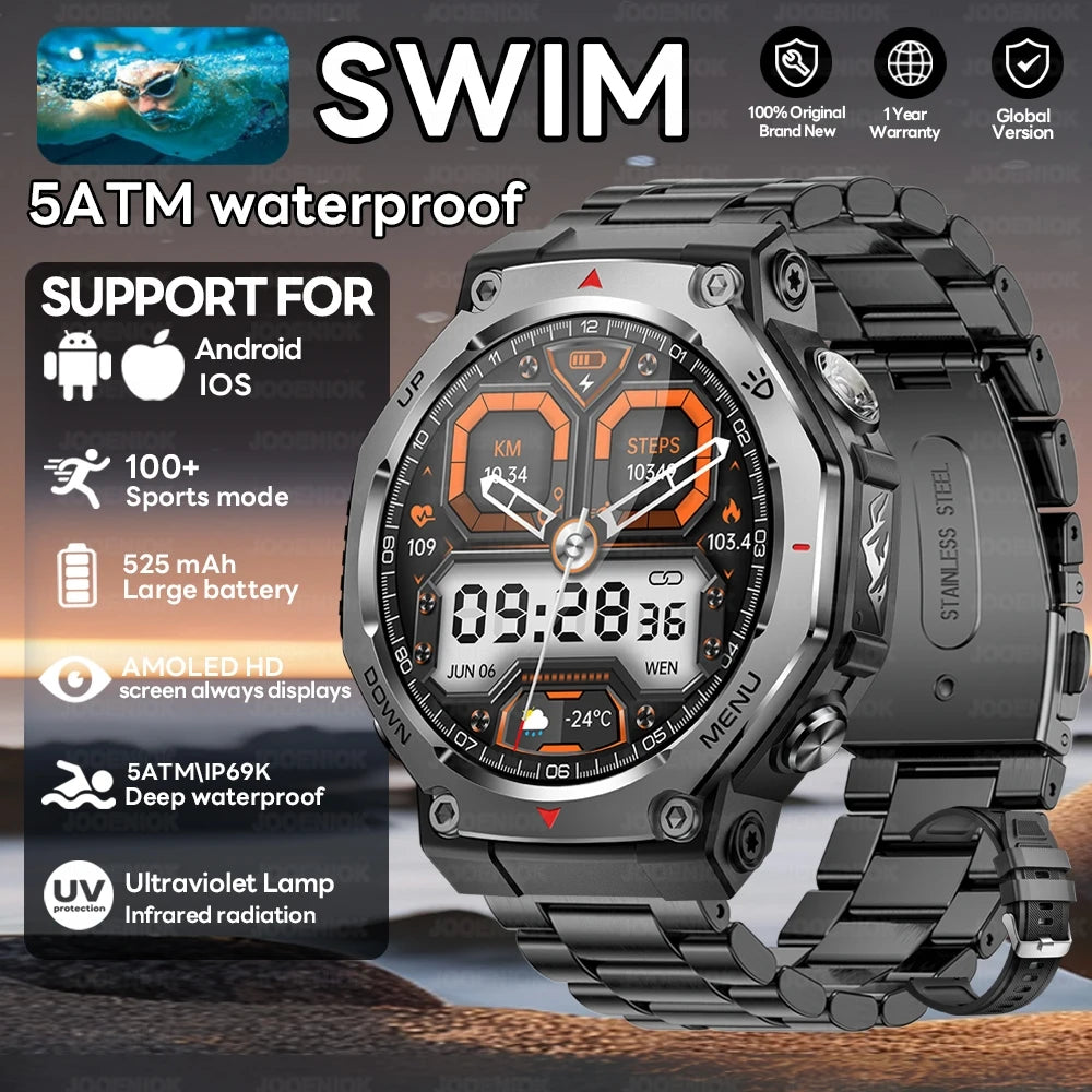 T-Rex 3 Ultra GPS Smart Watch 5ATM Waterproof Fitness Tracker 1.43-inch AMOLED Screen Military Sports Smartwatch Men