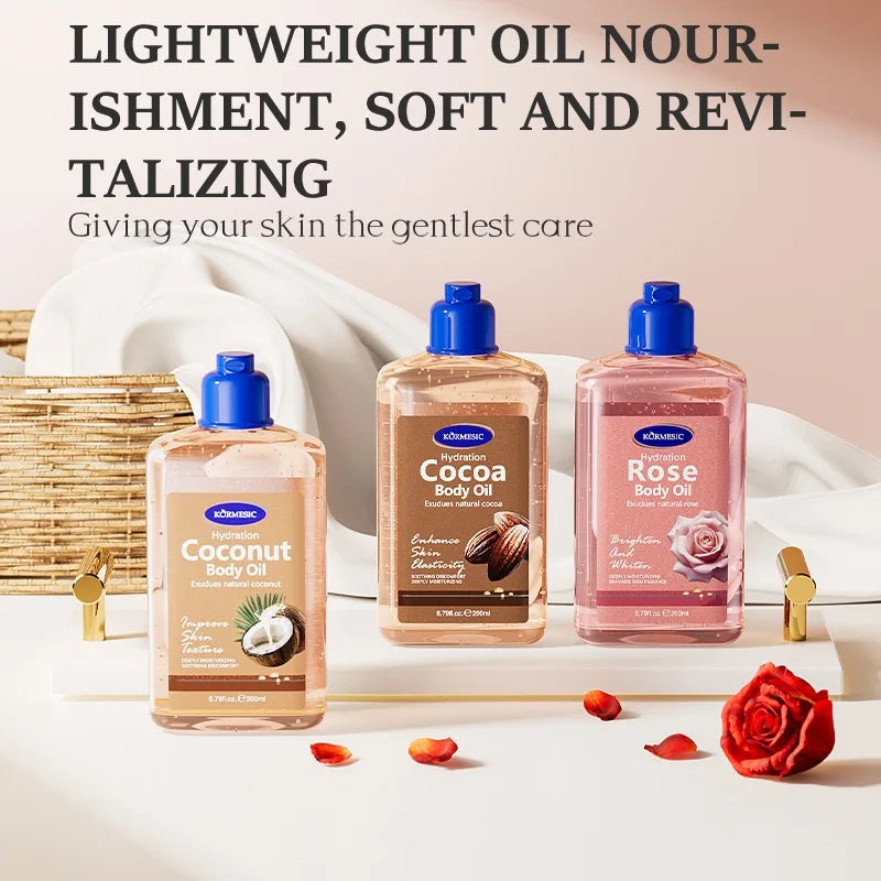 New Body Care Oil  Brightens Skin  Suitable for all skin types，Coconut Body Oil，Cocoa Body Oil，Rose Body Oil，VITALIZING BODY OI