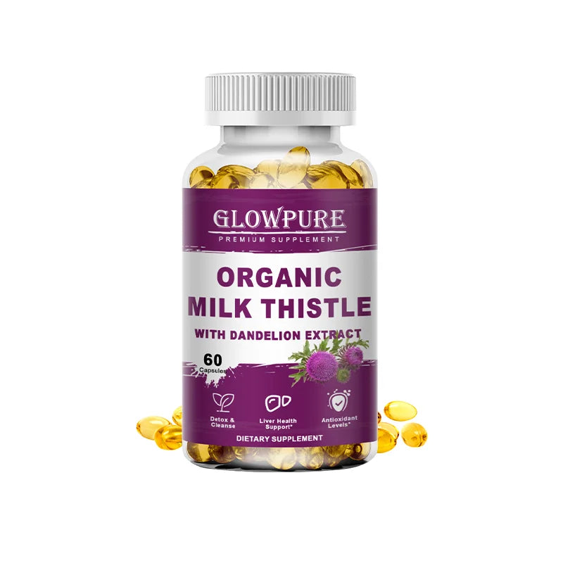 Organic Milk Thistle 9000mg 30X Concentrated Seed Extract, 80% Silymarin, Liver Support Cleanse Detox, Fatty Liver Supplements