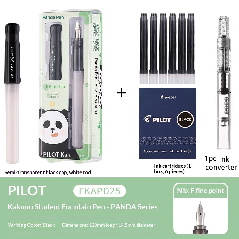 PILOT Fountain Pen Lightweight Barrel SMILEY Cute Panda Nib/Cap Practice Pen Business School Journaling Gift Japanese Stationery