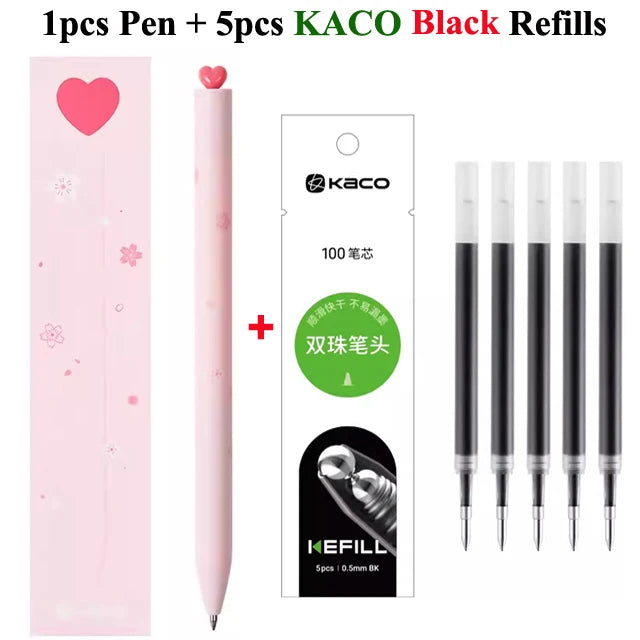 KACO Cute Pink SAKURA Gel Ink Pen Set,0.5mm Smooth Writing Sinature Pens Girls Box Gift for School Office Journaling