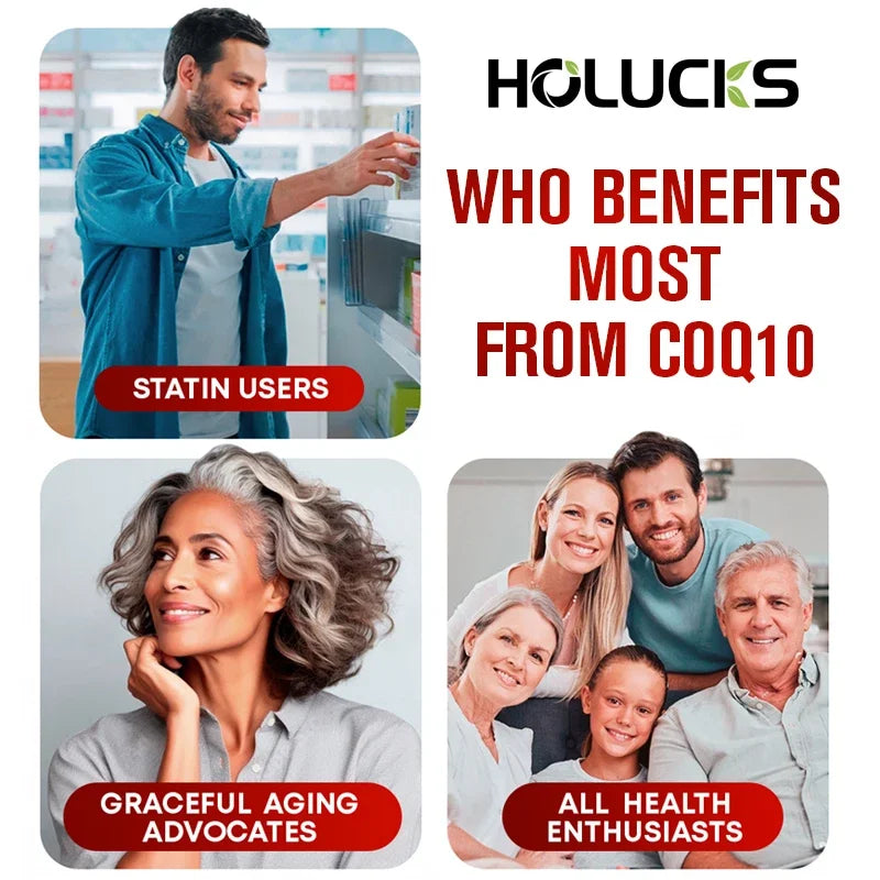Coenzyme Q10 Supplement, for Heart & Cardiovascular Health, Blood Pressure Balance, Support Energy Brain Function