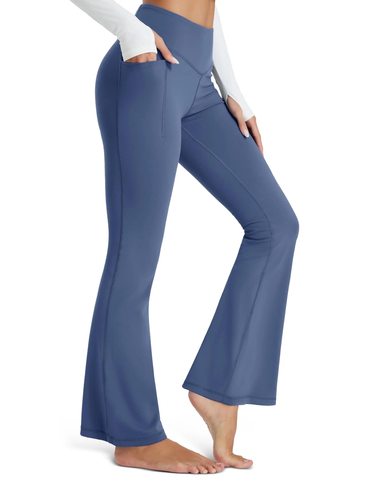 TACVASEN Womens Yoga Flare Leggings with Pocket  Wide Leg Stretch Moisture Wicking Pants High Waisted Tummy Control Yoga Pants