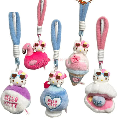 New Hello Kitty Summer Series Blind Box Sanrio Plush Aromatherapy Custom Mystery Surprise Boxes Pendant Doll Toy Gift Keychain