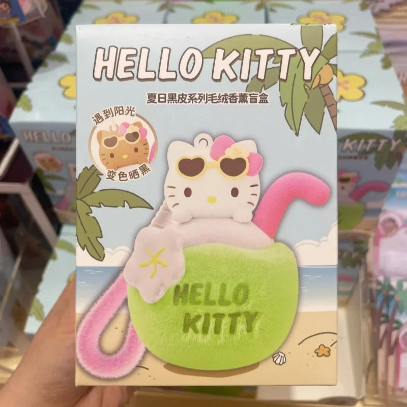 New Genuine Hello Kitty Summer Tan Skin Series Aromatherapy Pendant Blind Box Kawaii Hello Kitty Bag Pendant Mystery Box As Gift
