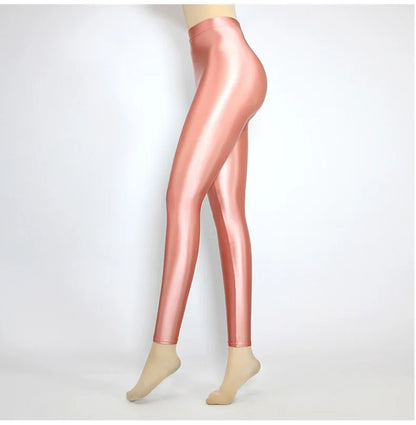 Plus Size Glossiness Pants Women Sexy Glossy Shiny Leggings High Waist Sport Fitness Yoga Pants Tights Leggings High Elastic