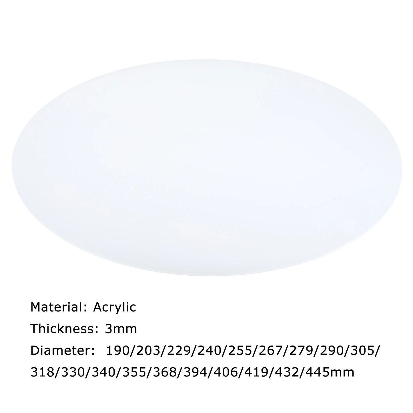 Lampshade Diffuser 190-406mm Dia. Round Frosted Milky White Acrylic Diffuser for Drum Lampshades Pendants Light DIY Light Shield