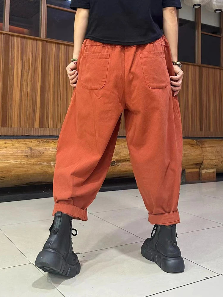 Amax LuluE Winter Fashion Fitness Pants Womens Loose Vintage Harem Trousers Ladies Casual Classic Elastic Waist Punk Streetwear