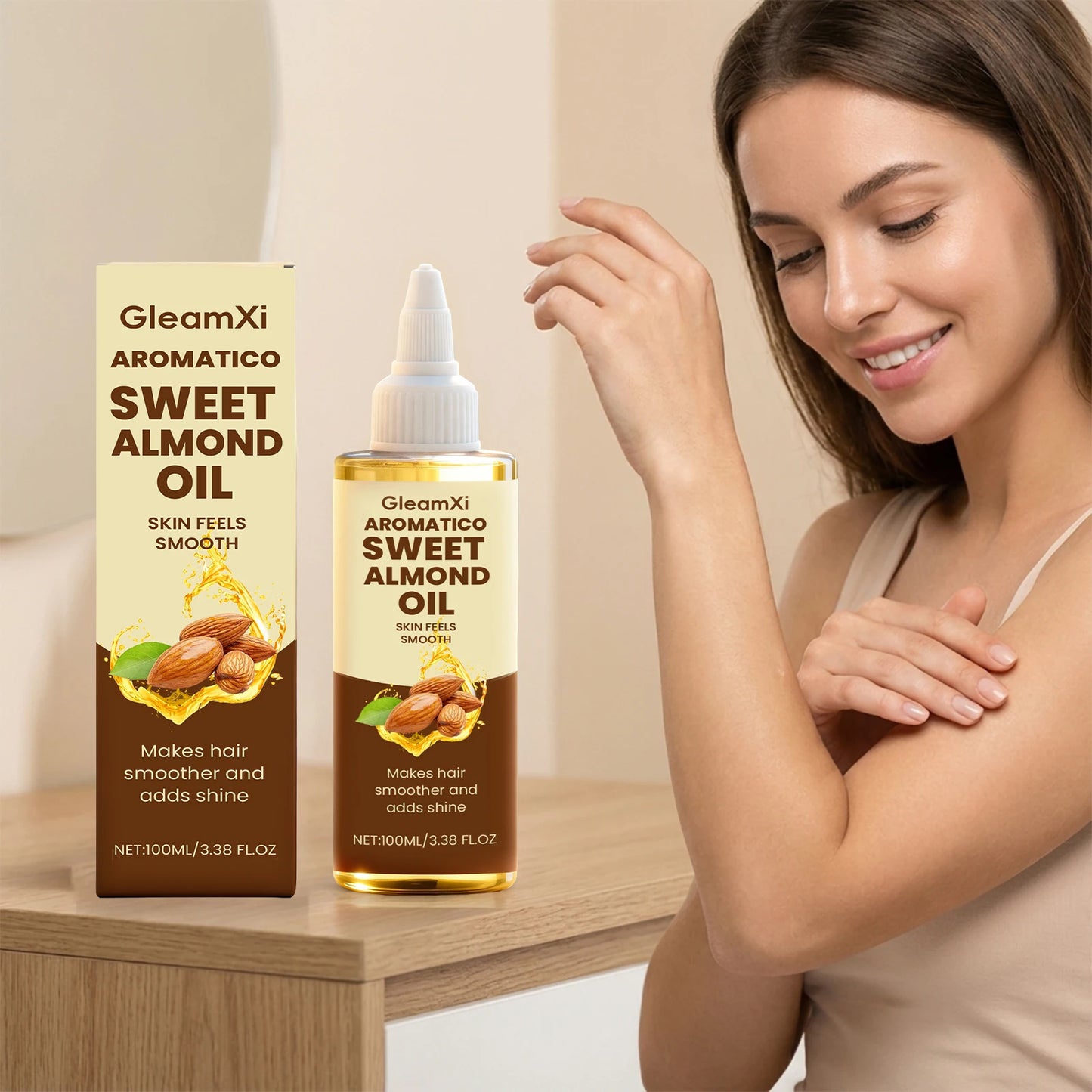 Almond Body Oil - Gentle ingredients, lightweight texture, moisturizing and refreshing, nourishes the skin