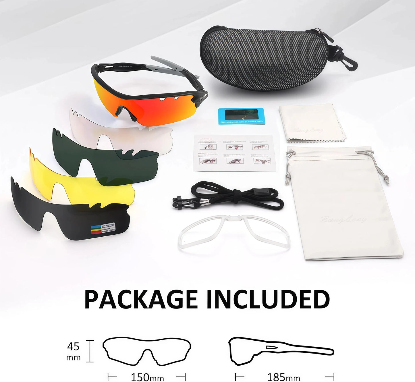 Polarized Sports Sunglasses Cycling Sun Glasses for Men Women with 5 Interchangeable Lenes for Running Driving