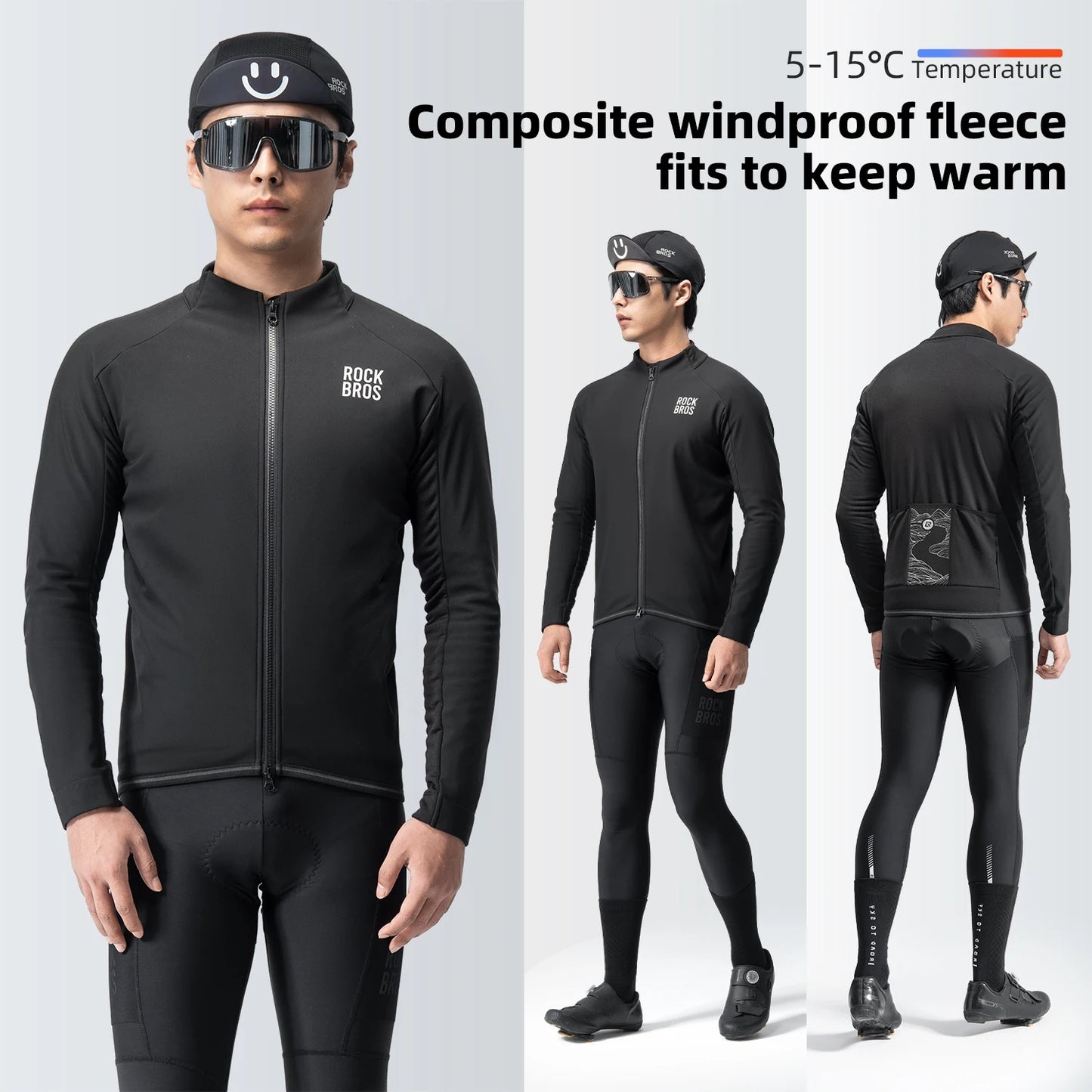 ROCKBROS Autumn Winter Cycling Jacket Windproof Thermal Fleece Warm Coat Heat Storage Windbreaker Overcoat Men Cycling Clothing