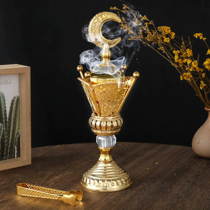 Middle Eastern Golden Charcoal Incense Burner Iron Art Arab Living Room Decoration Crafts Incense Insertion Candlestick