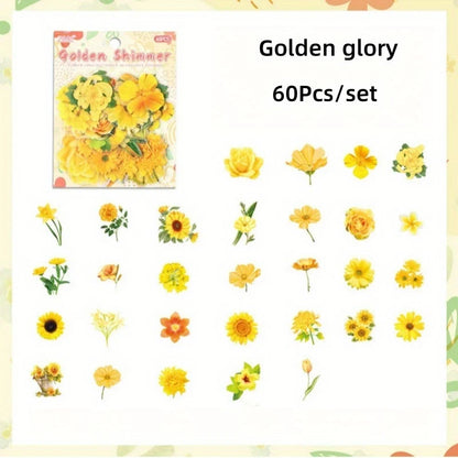 Floral Waterproof Stickers for Scrapbooking Transparent Flower Decals for Journaling, Planner, Cardmaking, Laptops, Decoration