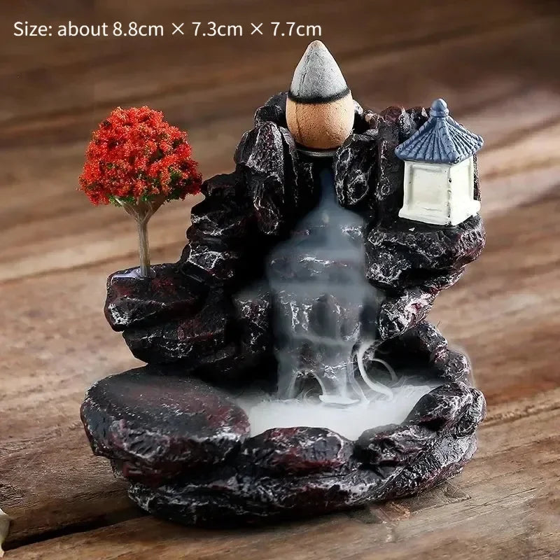 Backflow Incense Burner Mountain River Waterfall Aroma Smoke Zen Censer Holder Home Decor Fun Gift