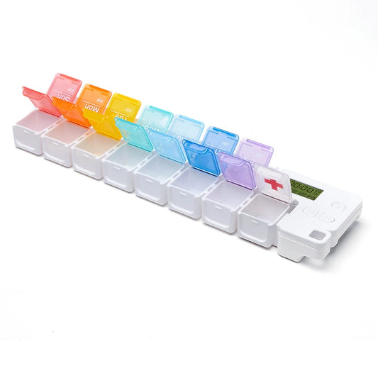 7 Day Pill Organizer 2 Times A Day Medicine Organizer with Timer Reminder Alarm Pill Box for Pills/Vitamin/Fish Oil/Supplements