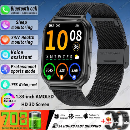 New BOXUXING Sports Smart Watch Men 700 mAh Battery Fitness Track IP68 Waterproof Heart Rate BT Call GPS Track Smartwatch Women