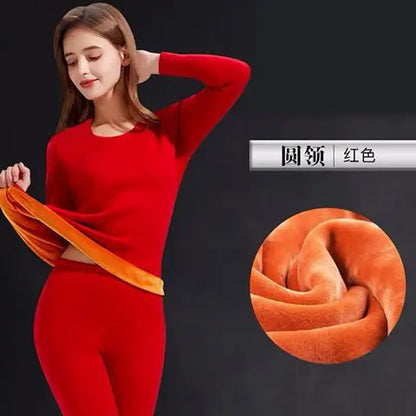 Men Woman Fleece Thicken Thermal Underwear Suit Winter O Neck Super Soft Long Sleeve Tops Leggings Long Johns Homewear Set