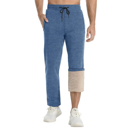 TACVASEN Winter Fleece Pants Mens Thicken Warm Thermal Trousers Drawstring Elastic Waist Jogging Pants Fitness Running Jogger