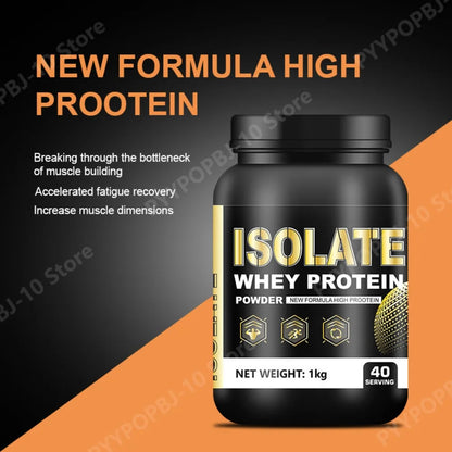 Whey Protein Isolate Powder Low Fat Supplement for Muscle Recovery and Lean Diet Sports Fitness Nutrition 1kg
