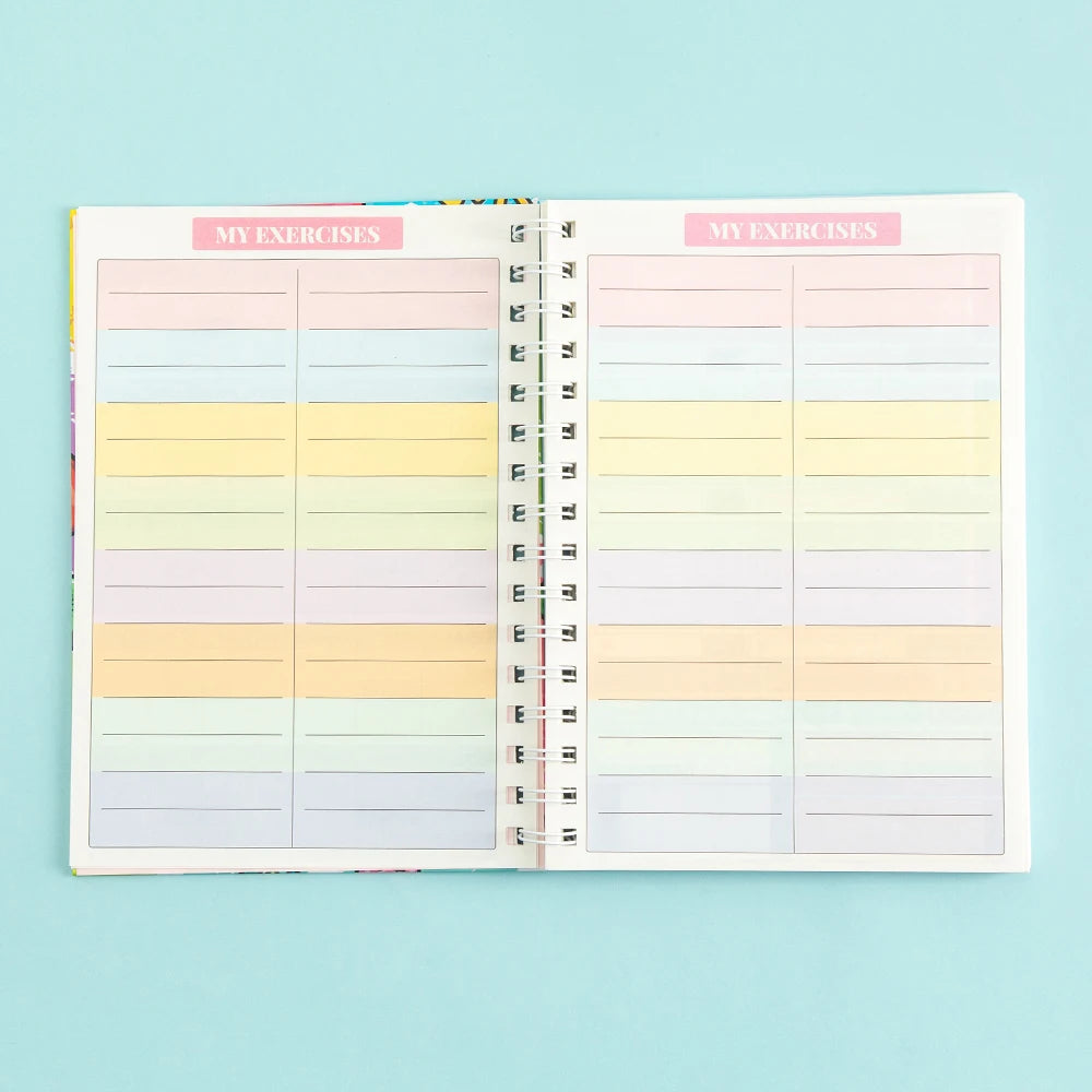 72Sheets A5 Spiral Weight Loss Planner With Stickers Undated Fitness Tracker For Daily Weekly Workout Diet Log Goal Setting