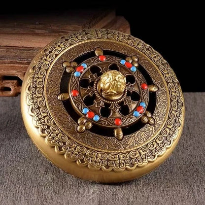 Buddhism Hall Carving Bronze Incense Burner,Eight Auspicious Incense Burner Tibetan Home Sandalwood Stove Altars Buddhist Item