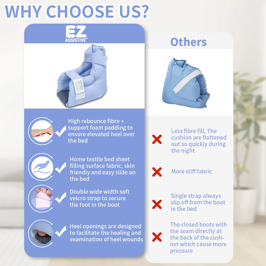 Ehucon Pressure Relief Heel Protector Pillow Prevent Bedsore Cushion Foot Care Pain Healing for Ankle Injuried People