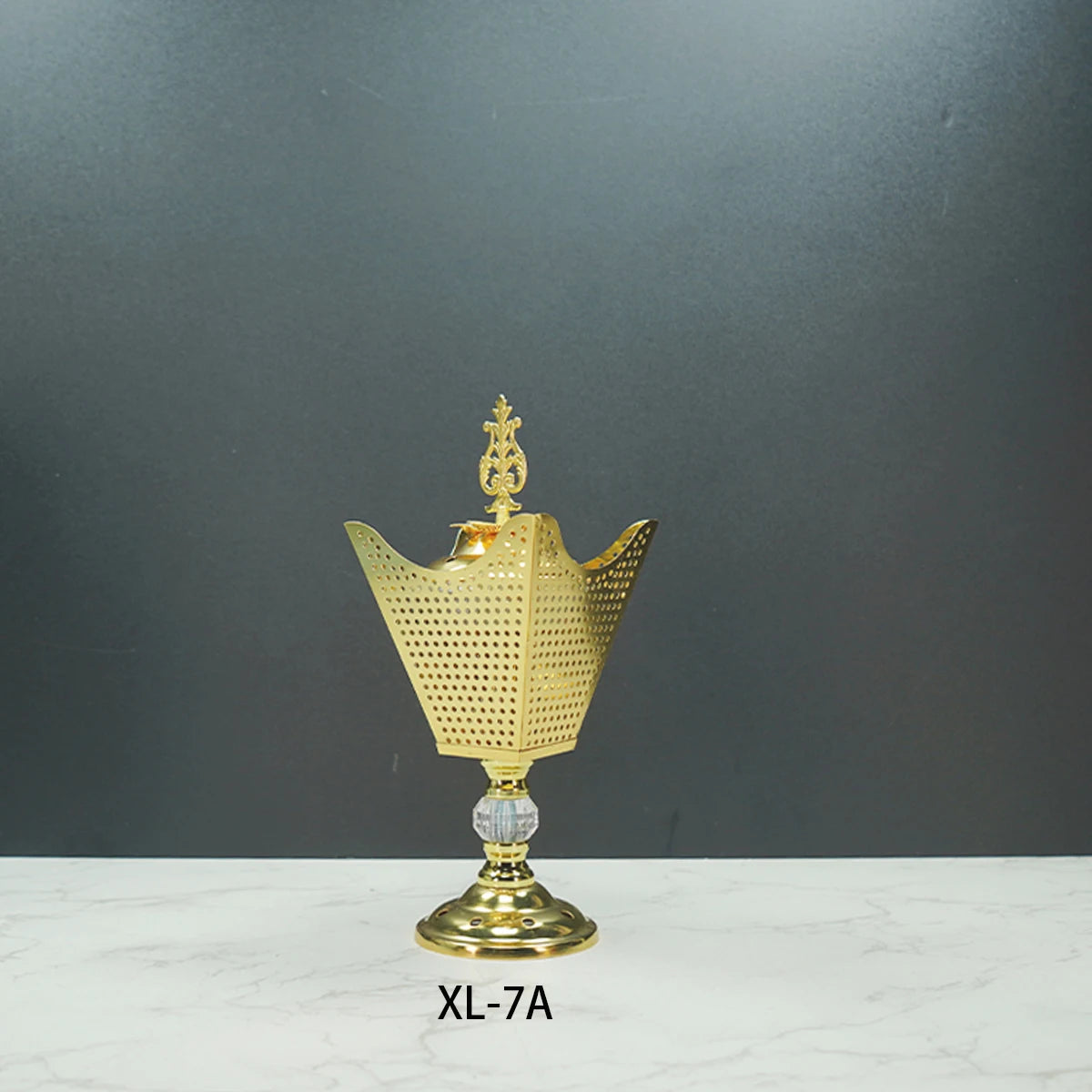 1pc Golden Metal Incense Burner Ramadan Electroplating Tower Incense Burner Eid Decorative Ornaments