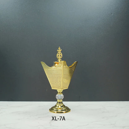 1pc Golden Metal Incense Burner Ramadan Electroplating Tower Incense Burner Eid Decorative Ornaments