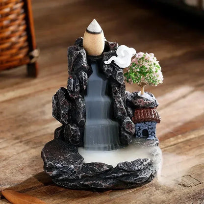 Backflow Incense Burner Mountain River Waterfall Aroma Smoke Zen Censer Holder Home Decor Fun Gift