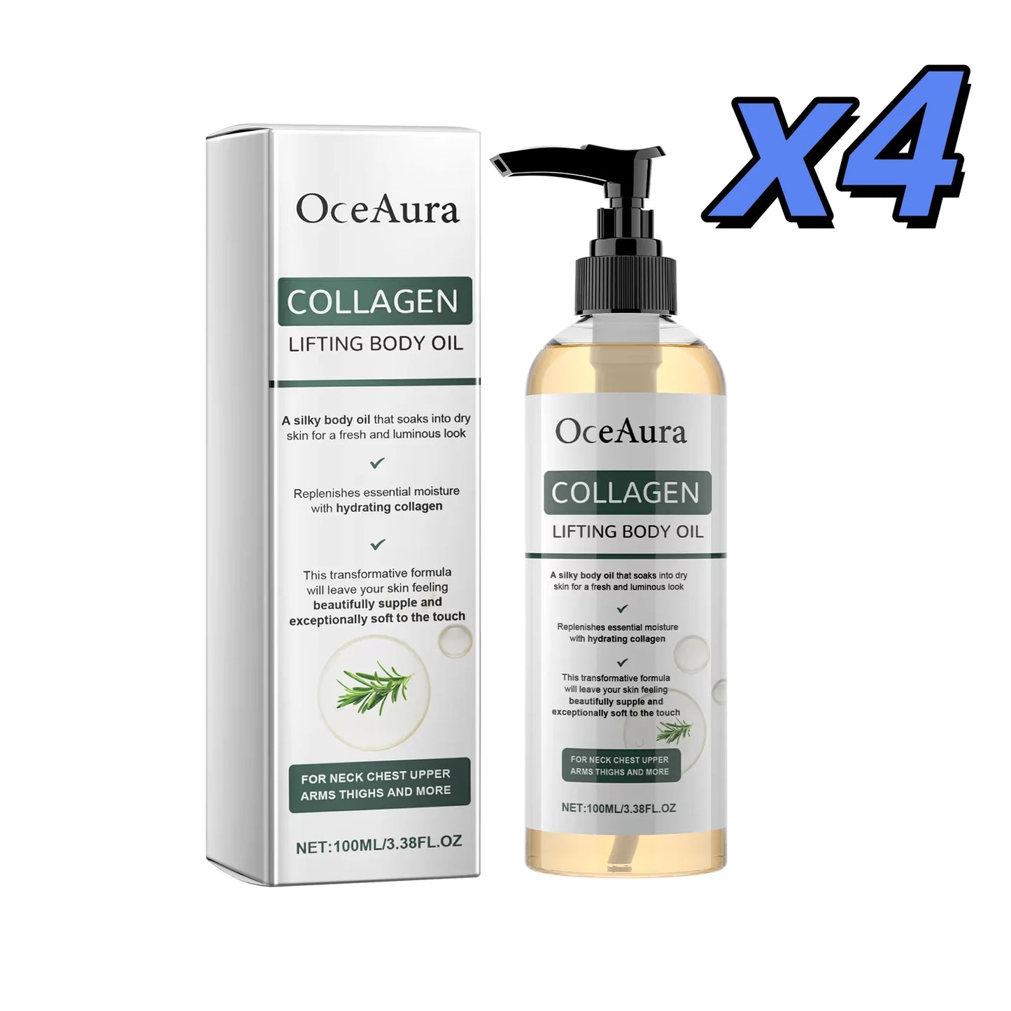 Oceaura Collagen Lifting Body Oil Firming Hydrating Anti Aging Brighten Smooth Dry Skin Reduce Fine Lines Full Body Massage Oil